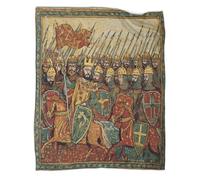 kaiyun Medieval Manuscript Illustration Depicting A Grand Battle Scene Super Soft Blanket | Throws | Fluffy And Warmth Comfortable Travel Cover,50x60inch(127x152cm)