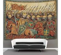 kaiyun Medieval Manuscript Illustration Depicting A Grand Battle Scene Tapestry Wall Hanging, for Bedroom Decor Birthday Party Celebration Or Garden Backdrop 70cmx100cm