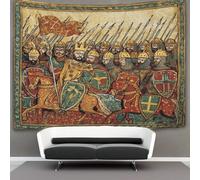 kaiyun Medieval Manuscript Illustration, Grand Battle Scene Tapestry Tapestries 3D Wall Hanging Home Decorations for Room 150cmx200cm