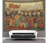 kaiyun Medieval Manuscript Illustration, Grand Battle Scene Tapestry, Wall Art Aesthetic Home Decoration for Living Room Dorm 100cmx150cm