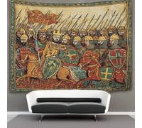 kaiyun Medieval Manuscript Illustration, Grand Battle Scene Tapestry Wall Hanging, for Bedroom Decor Birthday Party Celebration Or Garden Backdrop 180cmx230cm
