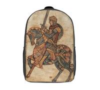 kaiyun Medieval Manuscript Illustration Kids Preschool Travel Backpack Kindergarten Knight on Horseback Raising His Sword Schoolbag Bookbag For Girls Boys 17inch