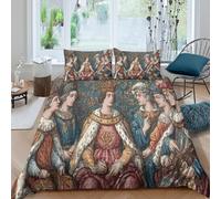 kaiyun Medieval Manuscript Illustrations Duvet Cover Set 3D Print Bedding Pattern Microfibre With Pillowcase For Kid Teens Adults King（220x240cm）