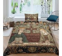 kaiyun Medieval Manuscript Illustrations Printed Duvet Cover, 3Pcs with Pillowcase Bedding Bed Set,Microfibre Quilt Covers,3D Print, for Children Kids Boys Girls Single（135x200cm）