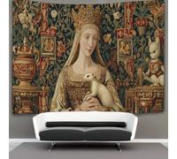 kaiyun Medieval Queen Holding A Ferret Tapestry Wall Hanging Wall Art for Living Room Bedroom Dorm 70cmx100cm