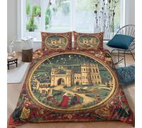 kaiyun Medieval Style 3D Printed Duvet Cover Microfibre for Kids Teens Adults Calendar Frame Soft Quilt Covers Easy Care Bedding Sets with Pillowcase Double（200x200cm）