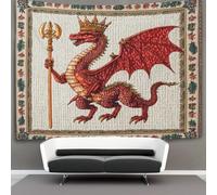 kaiyun Medieval Style Decor Tapestry,Red Welsh Dragon Wall Art Tapestries Wall Hangings for Living Room Bedroom Dorm 70cmx100cm