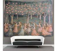 kaiyun Medieval Style Tapestry,Dancing Girl in A Beautiful Garden Pink Heart Art Wall Hanging Decoration for Living Room Bedroom & Dorm 70cmx100cm