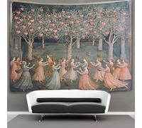 kaiyun Medieval Style Tapestry Dancing Girl in A Beautiful Garden Pink Heart Tapestries 3D Wall Hanging Home Decorations for Room 150cmx200cm