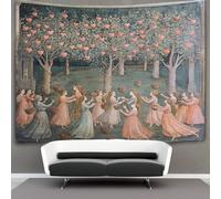 kaiyun Medieval Style Tapestry Dancing Girl in A Beautiful Garden Pink Heart Wall Hanging Bedroom Home Decor 100cmx150cm