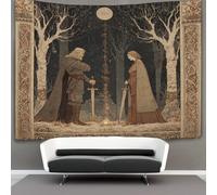 kaiyun Medieval Viking Manuscript Illustrations Decor Tapestry, Wall Art Tapestries Wall Hangings for Living Room Bedroom Dorm 130cmx150cm