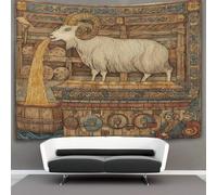 kaiyun Medieval Viking Manuscript Illustrations, Goats Decorations Tapestry 3D Printing Wall Blanket Wall Hanging for Living Room Bedroom Dorm Decor 130cmx150cm