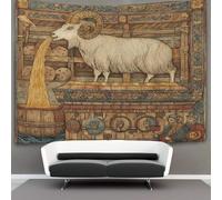 kaiyun Medieval Viking Manuscript Illustrations, Goats Tapestry, Art Wall Hanging Decoration for Living Room Bedroom & Dorm 70cmx100cm