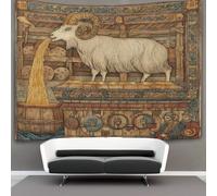 kaiyun Medieval Viking Manuscript Illustrations, Goats Tapestry Wall Hanging for Bedroom Home Decor HD Printing Living Room, Dorm 180cmx230cm