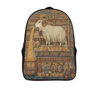 kaiyun Medieval Viking Manuscript Illustrations, Goats Teenagers Backpack Middle School Students Bookbag Outdoor Daypack 39x29x16cm