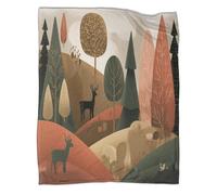 kaiyun Modern Folk Art Landscape Painting Patterned Throw Warm for Camping Outdoor Lightweight for Sofa Bed 80x90inch(200x230cm)