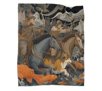 kaiyun Mongolian Hunters Riding Horses And Holding Bows And Arrows Throws,Soft And Warm Printed Flannel for Bed And Sofa 40x50inch(100x130cm)