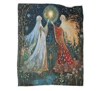 kaiyun Moon And Star Goddess Throws And Patchwork Quilts,80x90inch(200x230cm),Soft Blanket with Russian Folk Art Style Pattern