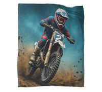 kaiyun Motocross Rider in Action Super Soft Blanket | Offroad Racing Dynamic Style Throws | Fluffy And Comfortable Travel Cover,70x80inch(180x200cm)