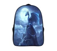 kaiyun Mountain Top Under The Moonlight Backpack Rucksack Lightweight with Cute Blue Dragon School Bag for Boys And Girls Kids Bags Christmas,Back to School Gift,16 inch