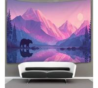 kaiyun Mountains And Bears, Sunset View Tapestry Wall Hanging, for Bedroom Decor Birthday Party Celebration Or Garden Backdrop 150cmx200cm