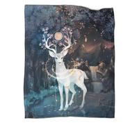 kaiyun Mythical Deer Throws And Patchwork Quilts,70x80inch(180x200cm),Soft Blanket with Fantasy Forest Scene Pattern