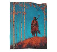 kaiyun Native American Female Warrior, Birch Tree Throws,Soft And Warm Printed Flannel for Bed And Sofa 60x80inch(150x200cm)