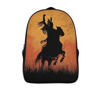 kaiyun Native American Warrior on Horseback Silhouette Teenagers Backpack Middle School Students Bookbag Outdoor Daypack 16 inch