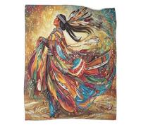kaiyun Native American Women Pattern Blanket Aboriginal Dance Novel Design Dormitory Soft Comfortable Fluffy Bedding Four Seasons 50x60inch(127x152cm)