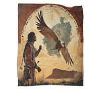 kaiyun Native Americans Blankets,illustration Style Soft And Lightweight All Season Throws,Bedding for Kids And Adults,for Picnics,Travel,Home Decoration,50x60inch(127x152cm)