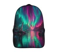 kaiyun Neon Polar Bear Oil Painting at Night Teenagers Backpack Middle School Students Bookbag Outdoor Daypack 16 inch