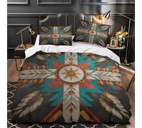 kaiyun North American Sioux Patterns Duvet Cover Set 3D Print Bedding Pattern Microfibre With Pillowcase For Kid Teens Adults Super King（260x220cm）