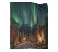 kaiyun Northern Lights Blanket,Quiet Alpine Village on An Autumn Night Perfect Sofa Bed Cover 50x60inch(127x152cm),soft And Comfortable to The Touch,suitable for Keeping The Whole Family Warm