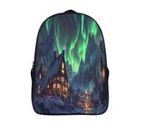 kaiyun Northern Lights Childrens Premium Backpack Witch House Elf Tavern School Rucksack Travel Bag Boys Girls with Side Mesh Pocket And Zipped Pocket 16 inch