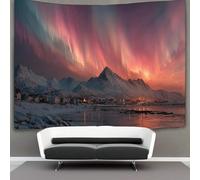 kaiyun Northern Lights over A Snowy Icelandic Landscape Tapestry Tapestries 3D Wall Hanging Home Decorations for Room 130cmx150cm