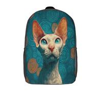 kaiyun Orange Spiral Hairless Cat's Face Backpacks 3D Printed Daypack for Boys Girls And Middle School Students 17inch Large Capacity Bookbags