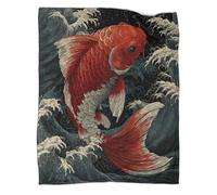 kaiyun Oriental Koi with Waves And Japanese Style Throws Blankets Super Soft Lightweight Warm Comfortable Sofa Duvet Cover Travel 50x60inch(127x152cm)