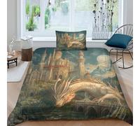 kaiyun Palace, Dragon 3PCs Duvet Cover Sets, 3D Fairy Tale Style Printing Themed, Comfortable, Soft Bedding Set Bedroom Decor Single(135x200cm)