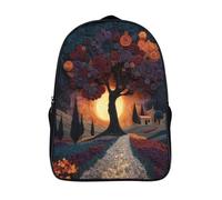 kaiyun Paper Art Style Kids Travel Backpack Kindergarten Big Tree Dark Swirls Sun Schoolbag Bookbag For Girls Boys Baby 16 inch
