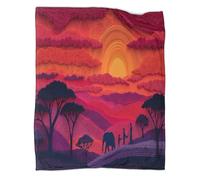 kaiyun Paper-cutting Art Blanket,African Savanna at Sunset Perfect Sofa Bed Cover 50x60inch(127x152cm),soft And Comfortable to The Touch,suitable for Keeping The Whole Family Warm