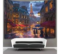 kaiyun Paris Streets in The Rain Tapestry Cartoon Style Wall Hanging Tapestries for Bedroom Living Room Apartment Dorm Decorations Wall Art Decor 150cmx200cm