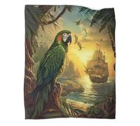 kaiyun Parrot on Branch Bedding Blanket Tropical Adventure Art Printed Fluffy Soft Comfortable Suitable for Sofa Bed 80x90inch(200x230cm)