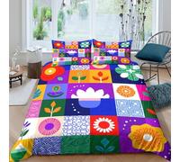 kaiyun Patchwork Pattern 3D Duvet Cover,Microfibre Bedding Sets, Easy-Care Nepalese Elements Printed Quilt Covers, 3 Piece Comforter Cover for Kids Teens Double（200x200cm）