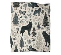 kaiyun Pattern with Wolves, Butterflies, Trees And Wildflowers Printed Blanket 3D Design Bedspread Soft Warm Microfiber Throws And Patchwork Quilts 60x80inch(150x200cm)