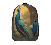 kaiyun Peacock in Front of The Arch Backpack for School Kids Elementary Middle Travel Bag Dense Leaves And Golden SkyBoys Girls Lightweight Schoolbag 17inch