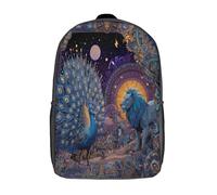 kaiyun Peacock, Lion Backpacks Kids Moon Element Schoolbag with Adjustable Shoulder Strap Casual Daypack Sports Gym Outdoor 17inch