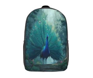 kaiyun Peacock Perched in The Woods Backpack for Girls Children's Bookbag Lightweight for School Travel Bag,Teen Boys Daypack 17inch