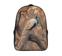 kaiyun Peacock Sitting on A Tree Boys Girls Babies Toddler Backpack Side Hidden Pockets,Gorgeous Tail Hanging Down,with Adjustment Buckle Kids Travel Bag For, 16 inch