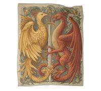 kaiyun Phoenix And Dragon Fighting for The Same Sword Pattern Soft Throw Blanket 3D Printing Medieval Illustration Suitable for Living Room Bedroom Sofa Sofa Warm And Comfortable 60x80inch(150x200cm)