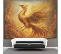 kaiyun Phoenix Rising from Flames Tapestry Wall Hanging,Complex Feather Texture for Bedroom Decor Birthday Party Celebration Or Garden Backdrop 130cmx150cm